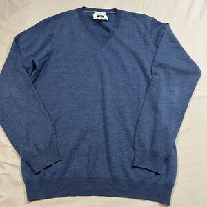 Joseph Abboud Men’s L 100% Fine Merino Wool Slate Sweater Slate Blue Pullover